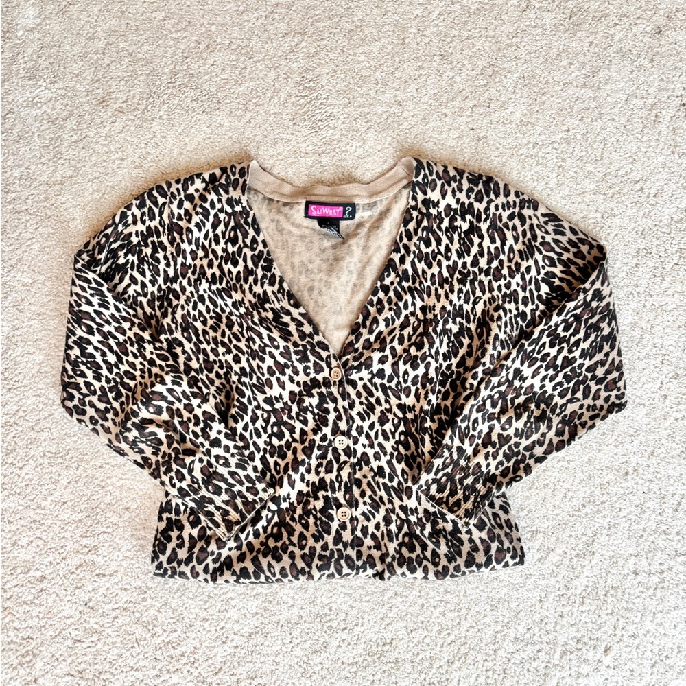 Say What Y2K Leopard Print Cardigan Sweater